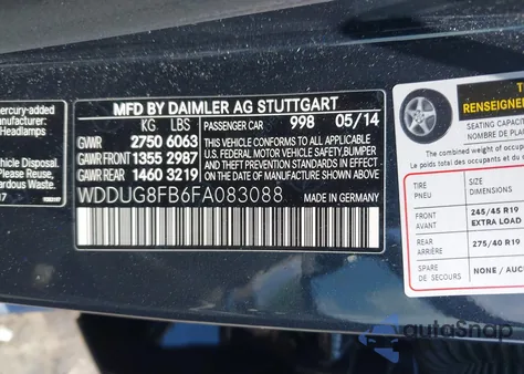 2015 Mercedes-Benz S 550 4Matic z USA, uszkodzony, nr VIN WDDUG8FB6FA083088